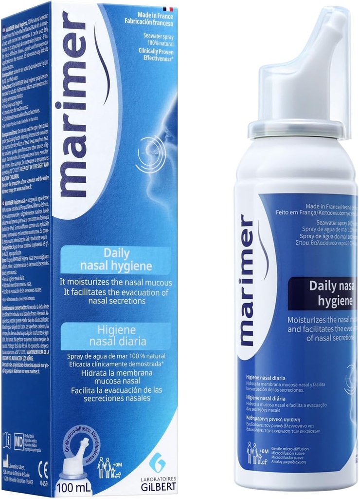 Spruzzo nasale dell'acqua marina naturale, sinus Rinse & Sinus Allergy Symptom Reliever 3.38 FL OZ (100 mL)