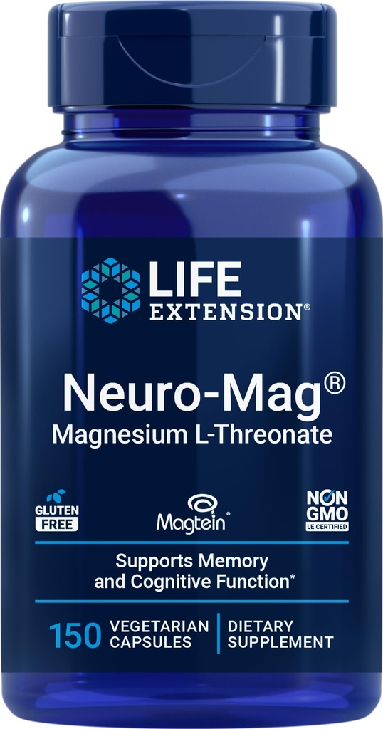 Estensione della vita Neuro-Mag Magnesio L-Threonate, 150 capsule vegetariane, Magtein Supplemento per le donne e gli uomini