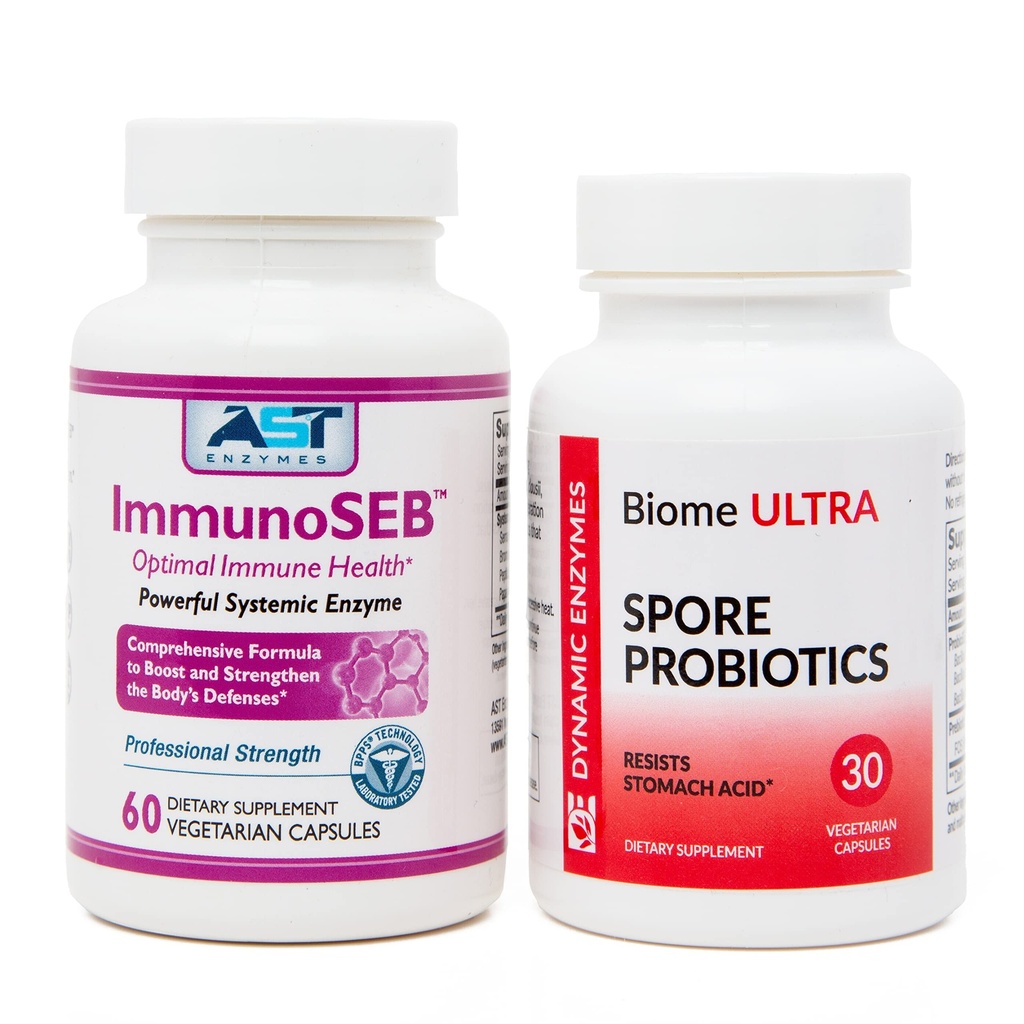 ImmunoSEB (60 caps) & Biome Ultra (ProbioSEB CSC3) (30 caps) - Immmunity Boost Bundle – Systemic Enzymes & Probiotics