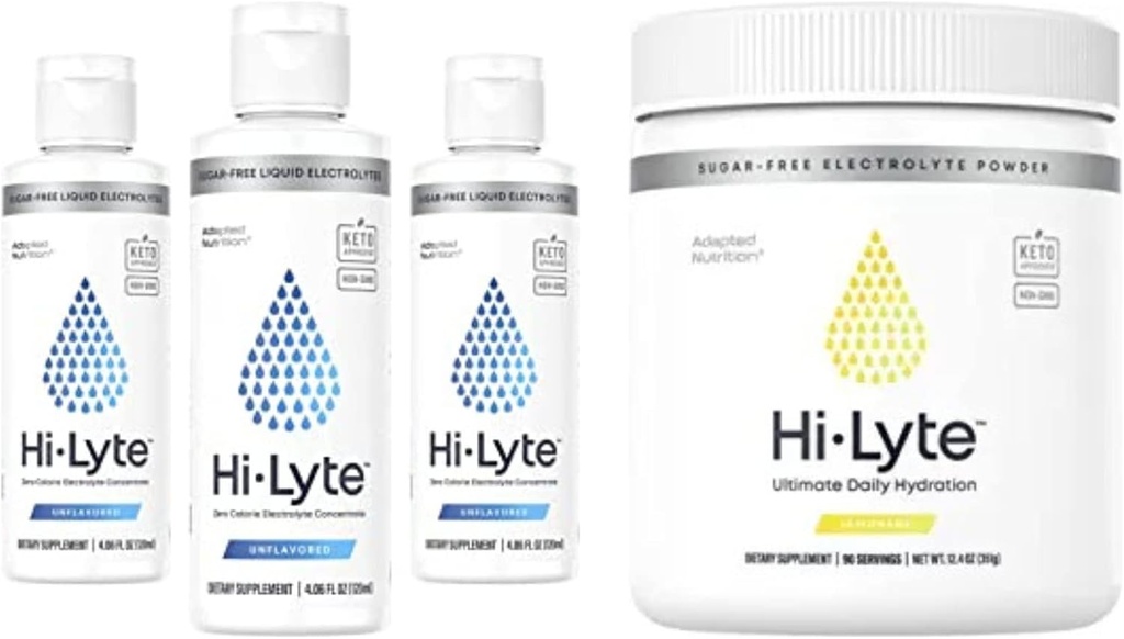 Hi-Lyte Electrolyte Powder, Daily Hydration Supplement Drink Mix, 90 Serve | Light Refreshing Flavor (Lemonade)| Hi-Lyte Electrolyte Concentrato per il supporto immunitario, 20%+ Più Potassium 144 Servings