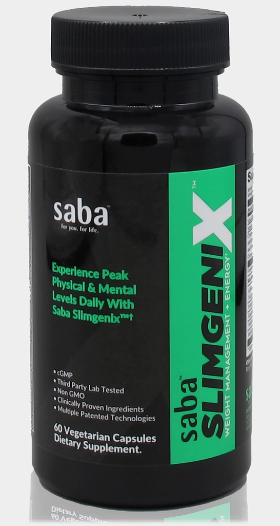 Saba SlimGenix -Energia, gestione del peso, controllo dell'appetito, messa a fuoco, bruciatore grasso con marcato, brevettato e clinica Proven ingredienti-60 capsule