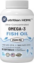 Triple Strength Omega 3 Fish Oil 3000 mg EPA & DHA, 2520mg di omega 3 acidi grassi 1440mg EPA + 960mg DHA migliori acidi grassi essenziali Premium Burpless Softgel integratori (90)