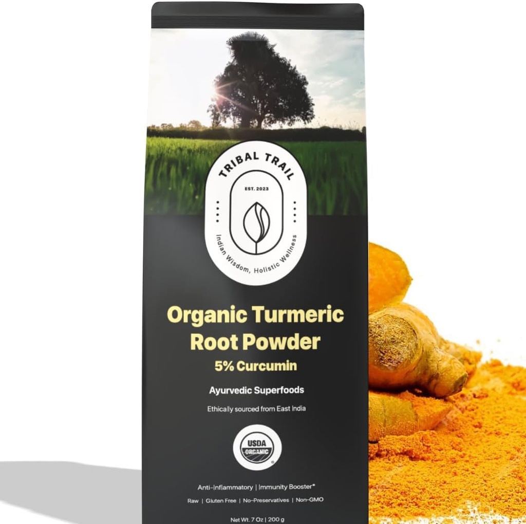 Polvere di curcuma organica | 7.05 oz | USDA Organic & Non OGM | Curcumina curcuma curcuma erboristica supplemento dall'India | Lab testato per purezza | Ricco di antiossidanti