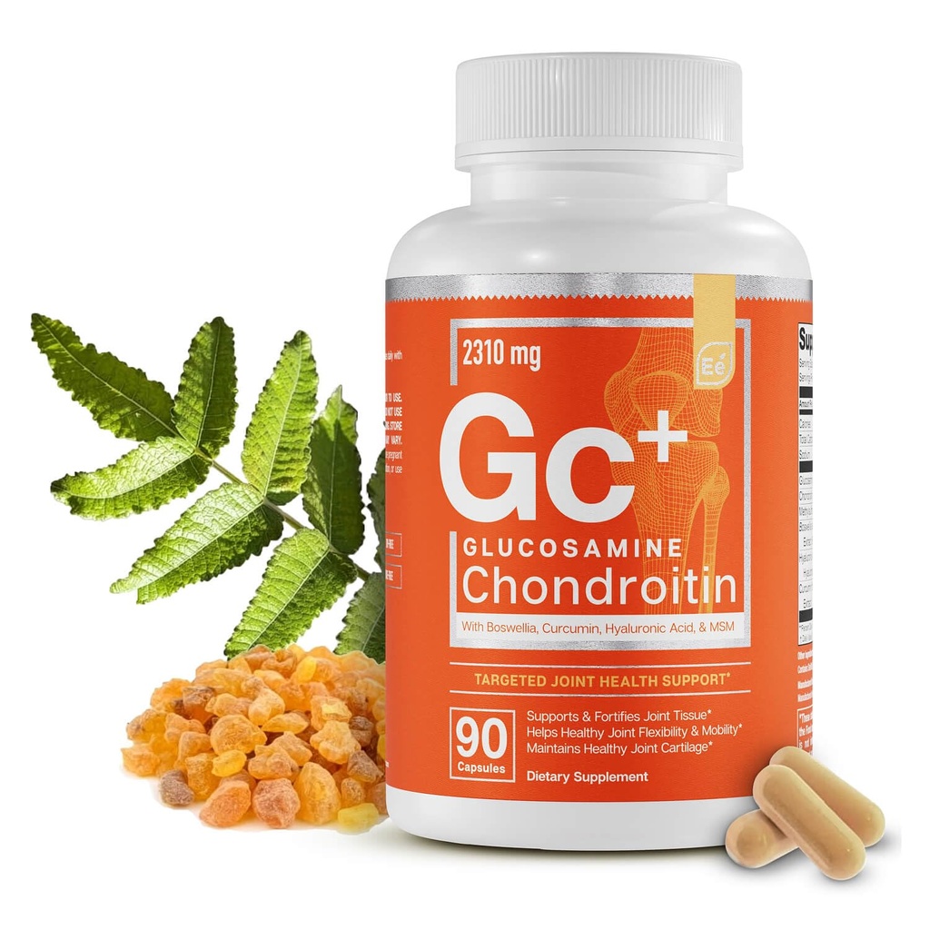 Elementi essenziali Glucosamina Condroitina MSM Boswellia Serrata Acido Ialuronico Integratore Congiunto Supporto Antiossidante Integratore per Flessibilità - 90 Capsule