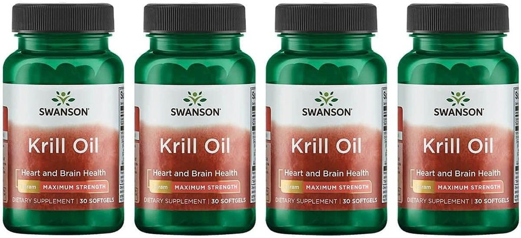 Swanson EFAs- Krill Oil - Forza massima - 1 g, 30 Softgels (4 Confezione)