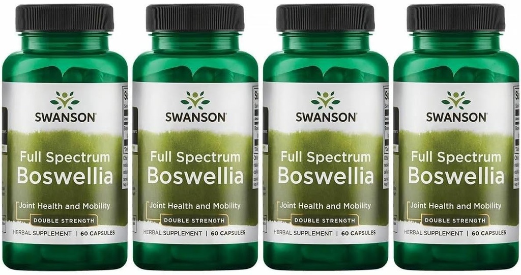 Swanson doppio resistenza Boswellia-Herbal supplemento Promuovere supporto congiunto-erba ayurvedica per flessibilità e mobilità congiunta supporto-Made w/Boswellia Serrata Resin-(60 capsule, 800mg ogni) 4 Pack