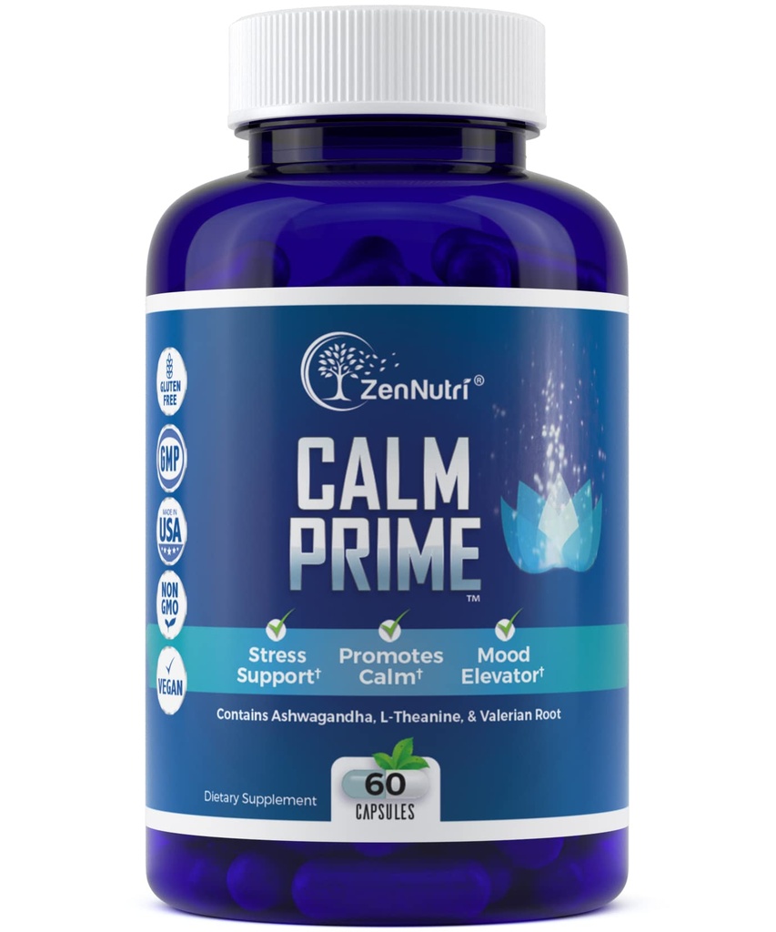Supplemento di supporto al mood | Mood Boost | Vegan Daytime Stress Supplements Calm Aid | Stress Vitamins - Ashwagandha, Valerian Root - 60 Count