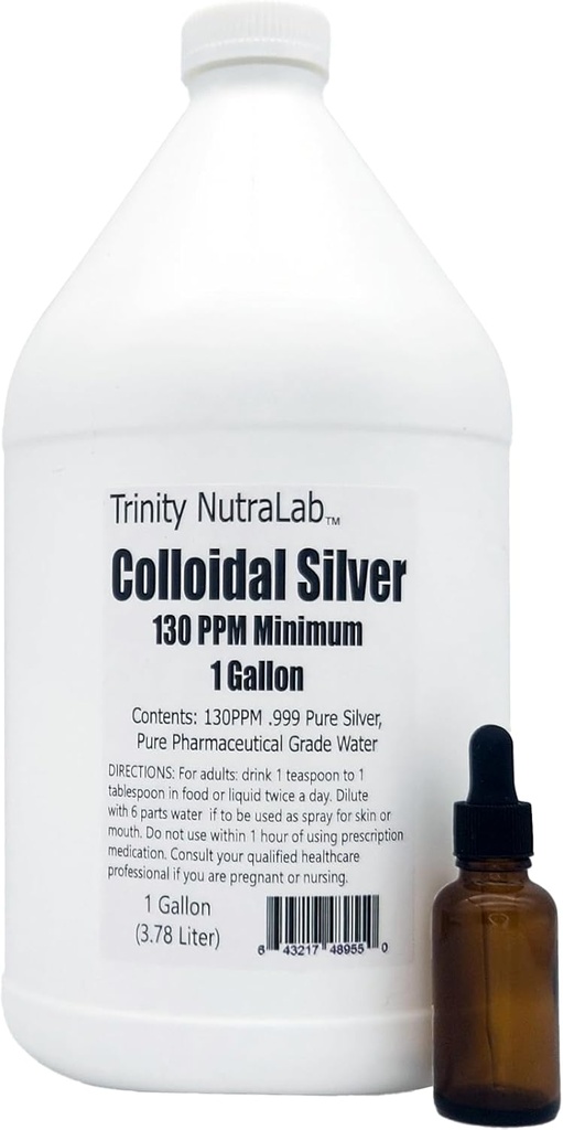 130PPM Argento Colloidale (1 Gallone). Testato da laboratorio, 100% puro e naturale. Niente.