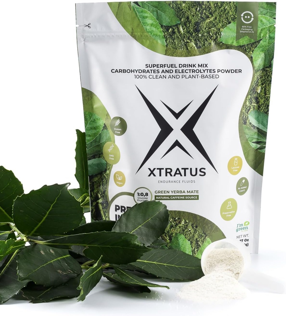 Green Mate (Caffeine) - Bevanda di energia sportiva con carboidrati ed elettroliti. Fonte naturale di caffeina. Pre e formazione Intra 100% Naturale. 35,27Oz.