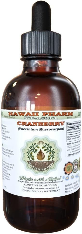 Estratto di liquido senza alcool di mirtillo, mirtillo (Vaccinium Macrocarpon) Dried Berry Glycerite Hawaii Pharm Natural Herbal Supplement 2 oz