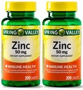 Spring Valley - Zinc 50 mg, supplemento di zinco 200 Ct 2 Pack Spring Valley è adatto per l'assunzione giornaliera.
