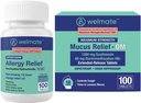 WELMATE Total Respiratory Health Bundle: Allergy Relief Fexofenadine HCl 60 mg (100 Ct) 12 ore Antistamina non dorsale + Massimo carico Mucus Relief DM 1200mg Guaifenesin & 60mg DXM (100 Ct)