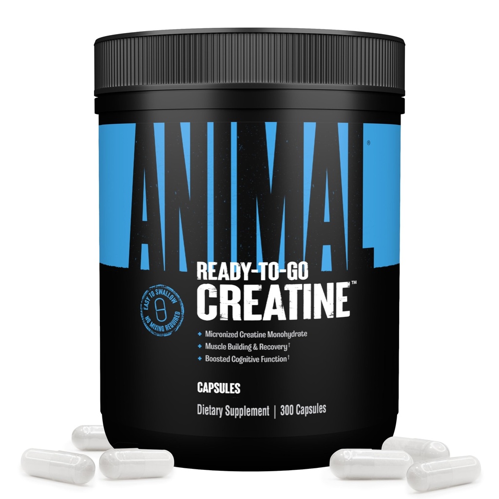 Animale Micronized Creatine Monohydrate Capsule - 300 Caps, 2500mg per Serving to Support Muscle Growth, Endurance, ATP Production, Funzione cognitiva, Forza, Recupero e Delay Muscle Fatigue