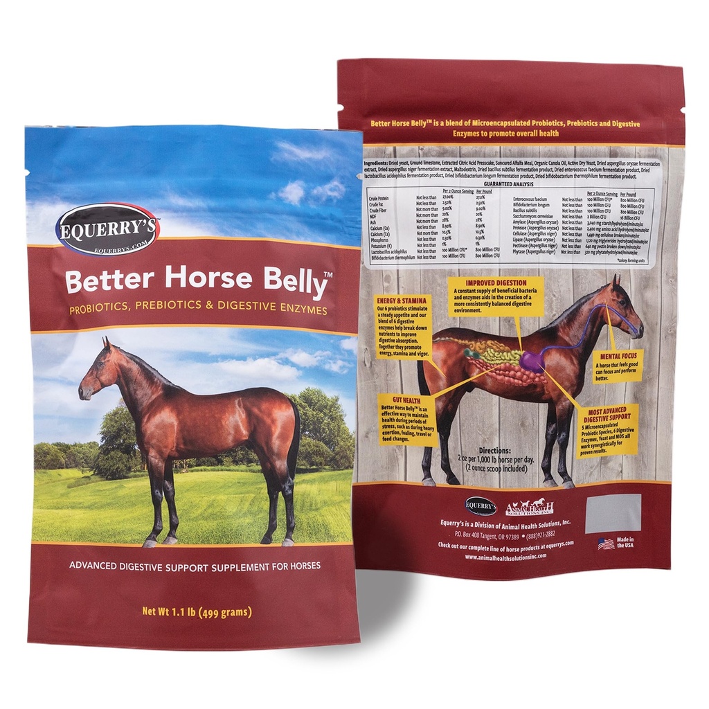 EQUERRY'S Better Horse Belly - Supplemento di cavalli con supporto Gut | Probiotici di cavalli con prebiotici e enzimi digestivi | per colic, set digestivo, 1.1LB