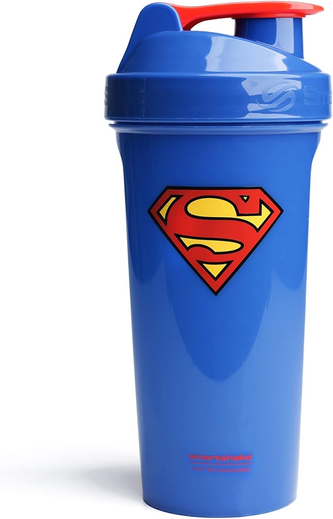 Smartshake Lite Justice League Superman Protein Shaker Bottiglia 800ml – BPA Free Leakproof Gym Protein Shakes Bottiglia per Protein Powder DC Comics Blue Water Bottiglia Superman Gifts