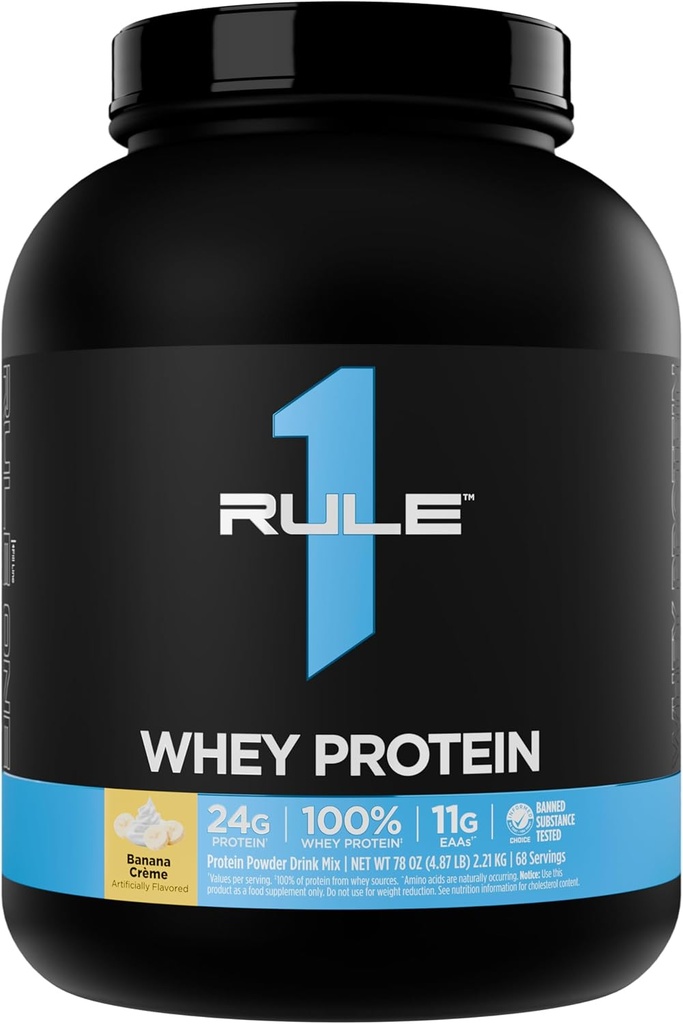 Regola 1 Proteine del siero – 24g Proteine ad azione rapida da sorgenti di tutto il mondo con EAA e BCAA per il recupero di allenamento o in qualsiasi momento uso (5 Pounds*, Banana Creme)