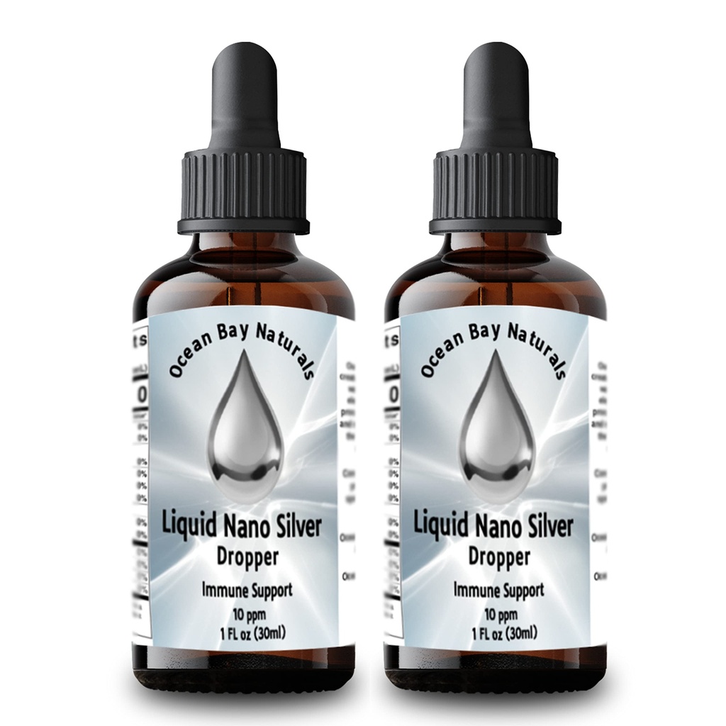 Liquid Nano Silver | Più assorbibile di Colloidal Silver | 10ppm | Twin Pack | 1oz Dropper