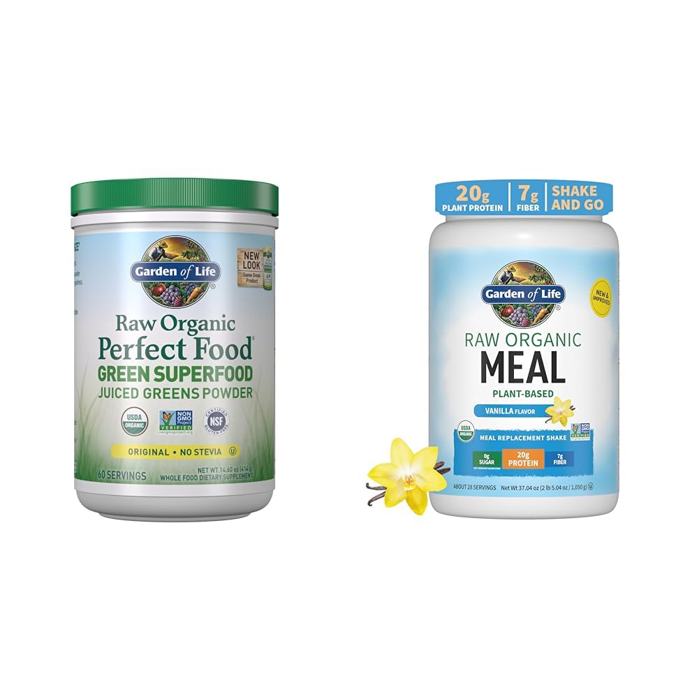 Giardino della vita Super Greens polvere Smoothie & Mix, Probiotics & Digestive Enzymes per la salute digestiva & Vegan Protein Powder - Raw Organic Meal Sostituzione Shakes - Vanilla - Pea Protein