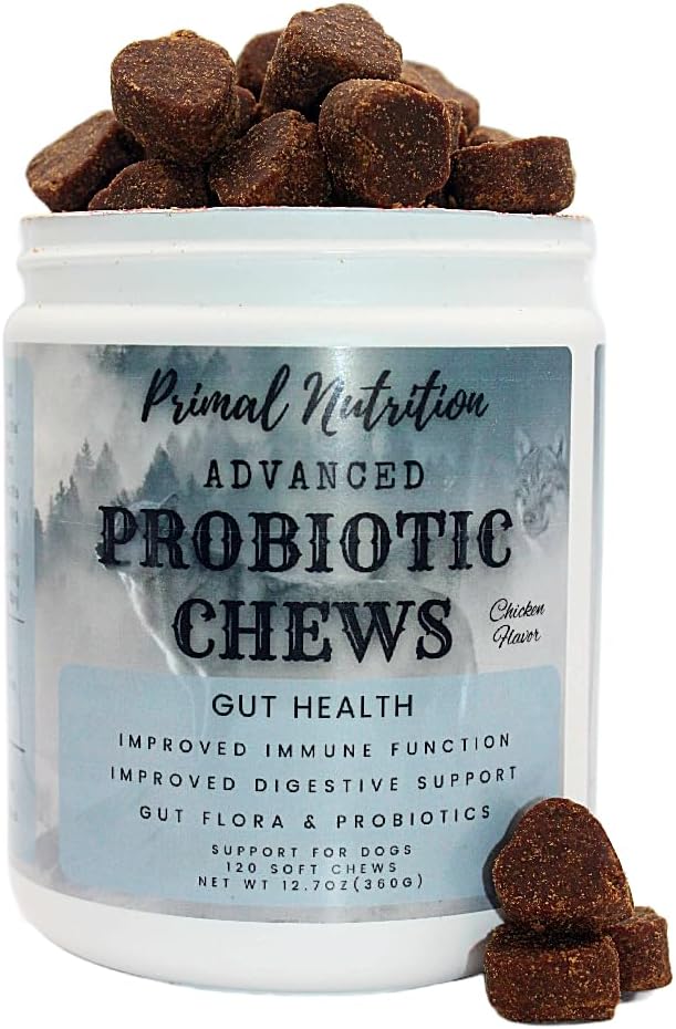 Probiotici nutrizionali primari per cani - Enzimi digestivi per la flora del fegato, la salute digestiva, la diarrea e il supporto per l'asciugamano - Supplemento del cane Mastica morbida per il sistema immunitario dell'animale domestico - Pollo