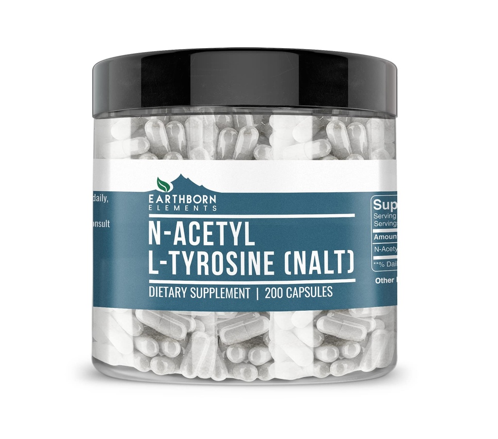 Elementi terrestri N-Acetyl L-Tyrosine (NALT) 200 Capsule, Pure & Undiluted, No Additivi
