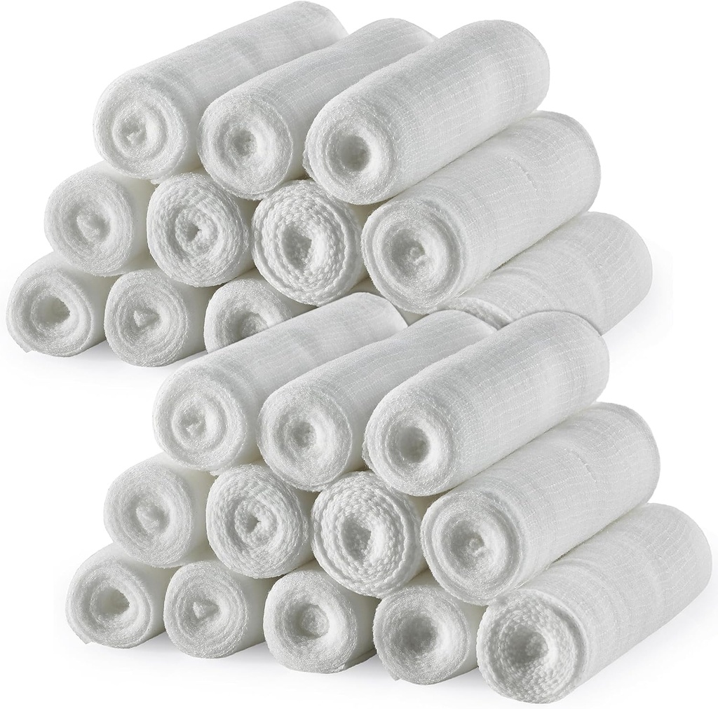 MEDca Gauze Bandage Rolls - (24 Pack) 4 in x 4,1 Yards per Roll, Medical Grade Stretch Wrapping per vestire tutti i tipi di Wounds e First Aid Kit (4 pollici, 24 Pcs)