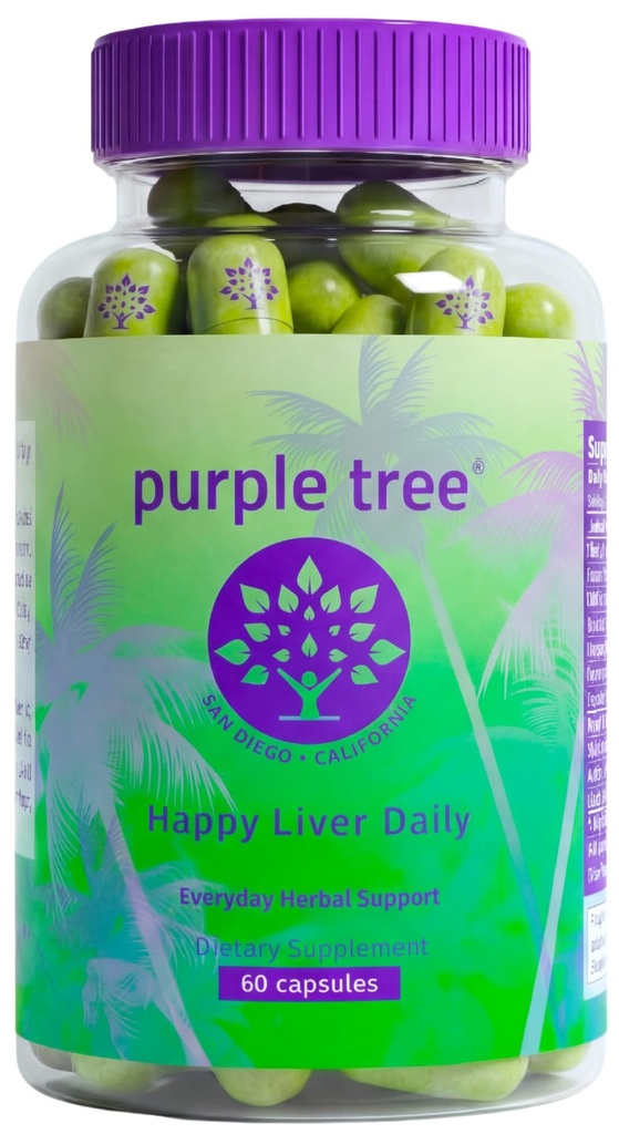 albero viola Happy Liver Daily | Liver Support & Cleanse with Milk Thistle 80% Silymarin, Dandelion Root, Artichoke Leaf, Vine Tea DHM, Vitamine & More - 60 Liver Detox Veggie Pills
