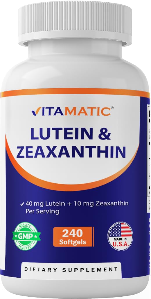 Vitamatic Lutein 40mg con Zeaxanthin 10mg, Eye Health Support Supplement, 240 Softgels