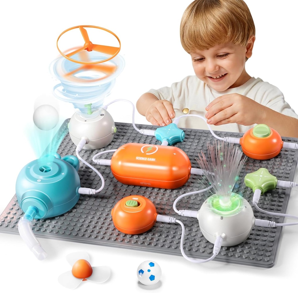 Circuiti Science Kit per bambini Età 3-12 | 64 Progetti STEM con 25 Parti Elettroniche | Nessun Soldato, Kit Circuito per Bambini con Fan, Luci RGB| Giocattolo educativo STEM regalo per ragazzi e ragazze 6-8