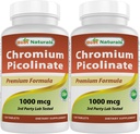 Migliori naturali cromo picolinato 1000 mcg 120 compresse (120 conteggio (pacchetto di 2))