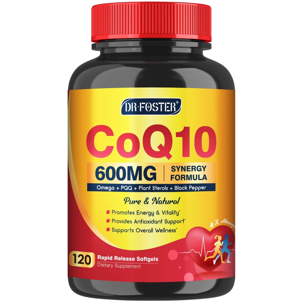 CoQ10 600 mg Softgels CoQ10 Supplemento - CQ10 Coenzyme-Q10 con Omega 3 & PQQ & Vitamina E, CoQ10 400mg Softgels, 60 Serve