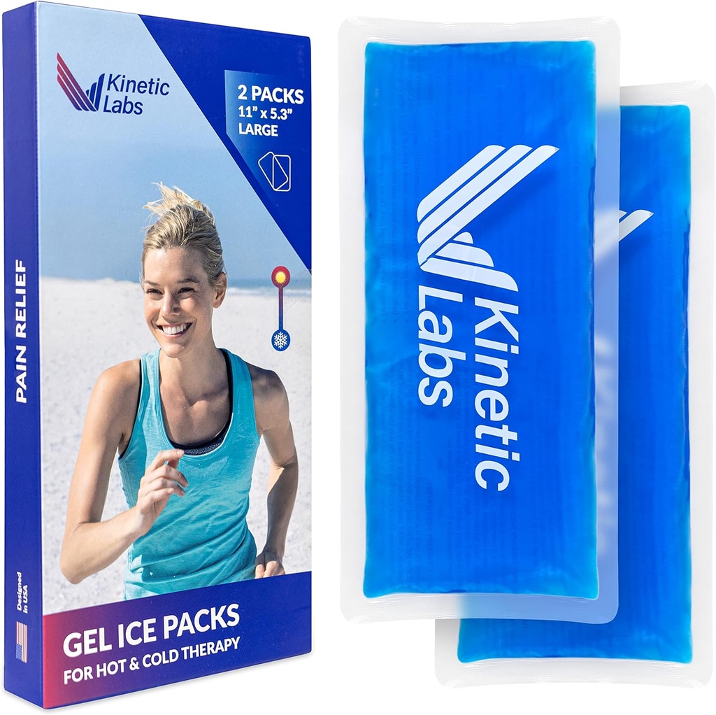 Gel Ice Pack riutilizzabili per lesioni da parte di Kinetic Labs (2 Pack) - Hot Cold Packs for Injuries 11" x 5.3" - Flessibile Ice Packs for Back Head Knee Shoulder Neck Ankle Elbow Feet Headaches Surgery (Large)