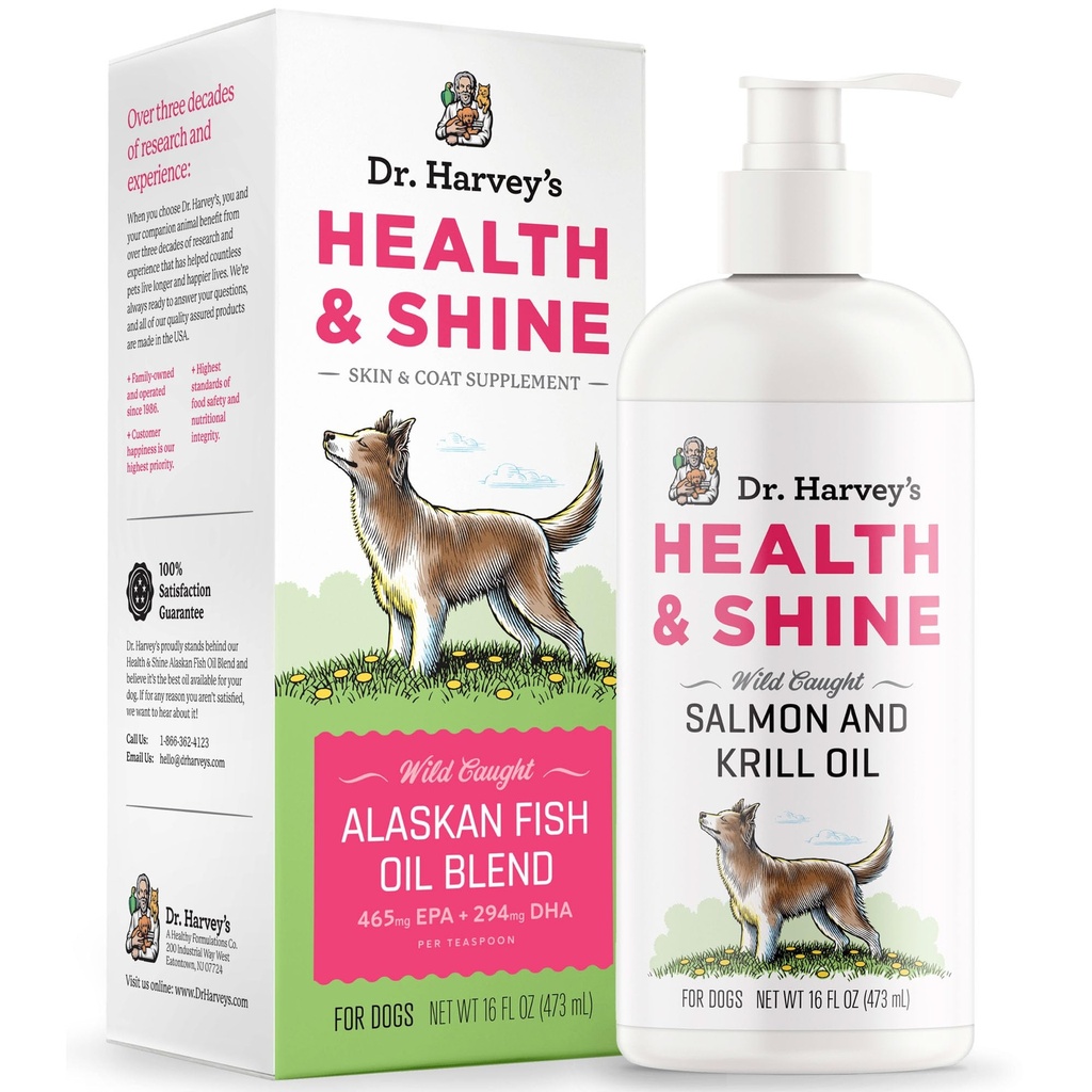 Dr. Harvey's Health & Shine Alaskan Fish Oil Blend per cani - Supporta cuore sano, cervello e occhi (16 fl. oz.)