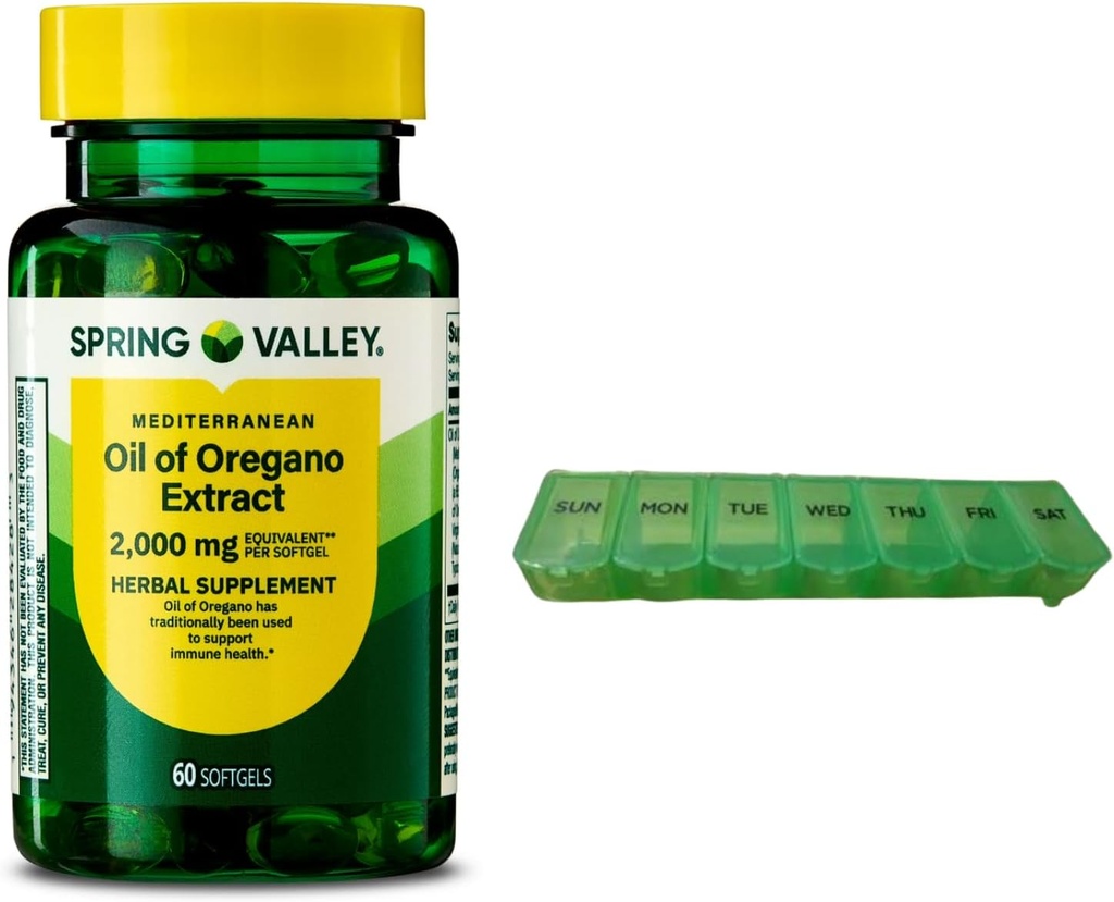 Olio mediterraneo di Origano 2000 mg 60 Softgels per la salute immunitaria con l'organizzatore di pillole