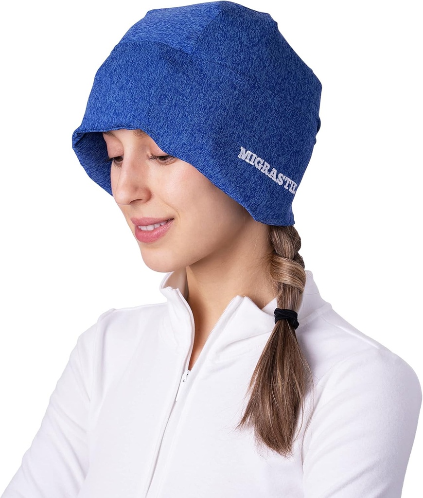 Migrastil MigraFreeze Deluxe Headache & Migraine Hat. Morbido, flessibile Gel di raffreddamento per uomini e donne. Forma Fitting Ice Pack e testa involucro con sacchetto di stoccaggio con cerniera.