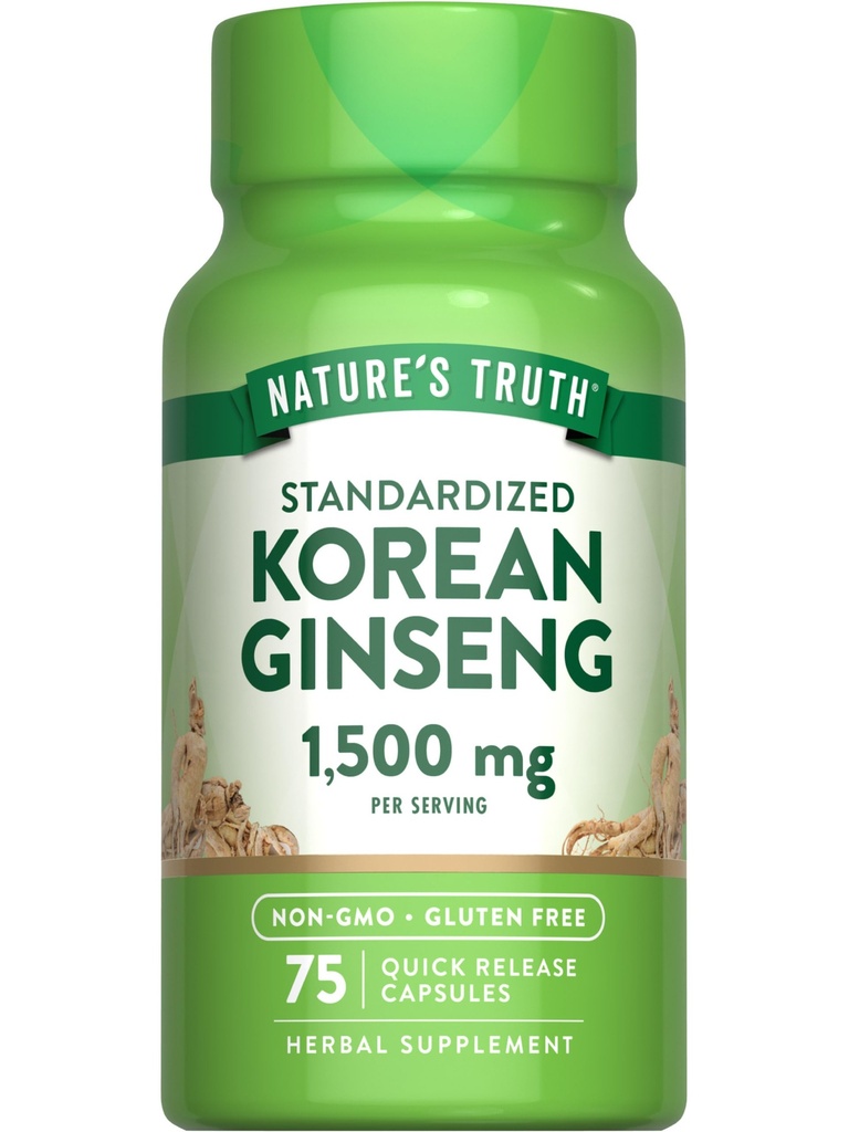 Estratto di Ginseng coreano della verità della natura | 75 Count | Estratto standardizzato | Non OGM & Gluten