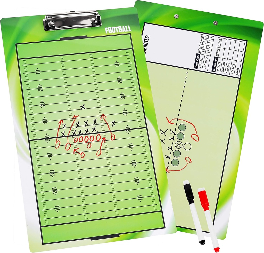 BETTERLINE Football Coaching Board doppio-sided Dry-Erase Clipboard per American Football Coachs - Viene con 2 penne cancellabili