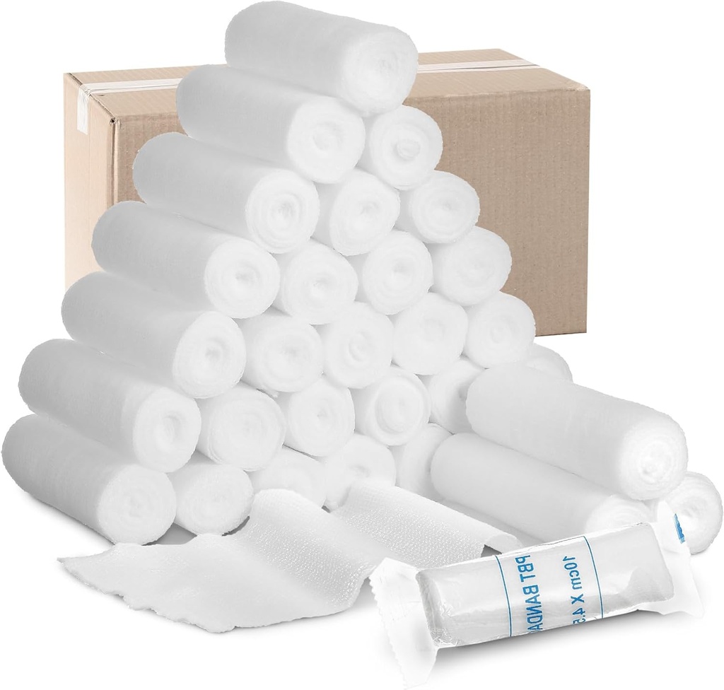 Treela 100 Rolls Gauze Bandage, 4 in x 5 Yards, elastici Bandages Individuale Imballaggio Sterile Non Latex First Aid Pads Medico traspirante Gauze Roll Wrap per la sicurezza Guarnizione e forniture