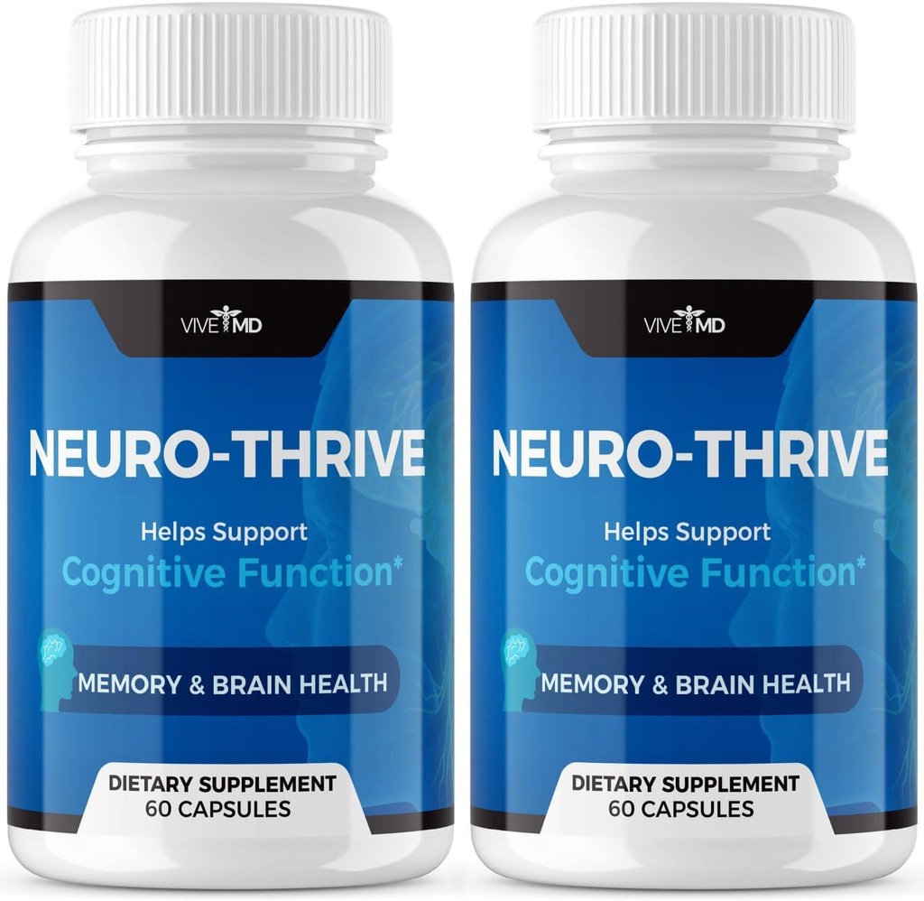VIVE MD Neuro Thrive Brain Supplement - Formula Ufficiale - Neuro Thrive PQQ, Neuro Thrive per una maggiore resistenza con Ginkgo Biloba Extract, Siberian Ginseng Extract (2 Pack)