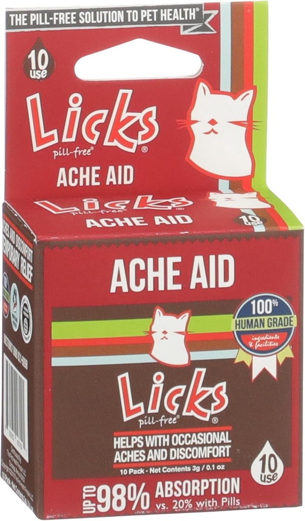 Licks Pill-Free Cat Ache Aid - Turmeric e Ginger Cat Supplements - Cat Health Supplies & Pain Relief - Gel Packets - 10 Usa