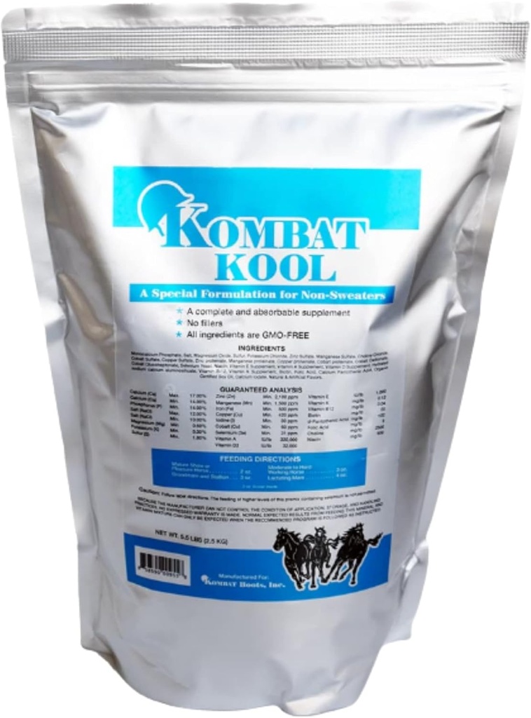 Kombat Kool Health Supplement, Equine Powder 5lb Bag, una formula speciale per non bagnanti