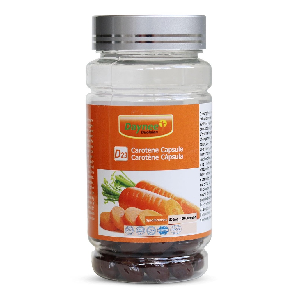 AIHIYO Carotene Soft Capsule, 500mg Beta Carotene Supplemento, Supporta pelle sana e occhi, 100 Conte