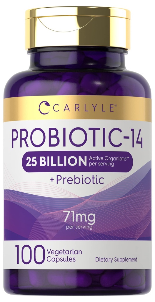Probiotici per gli uomini e le donne | 25 miliardi di CFU | con Prebiotici | 100 capsule | Vegetariano, Non OGM, & Gluten