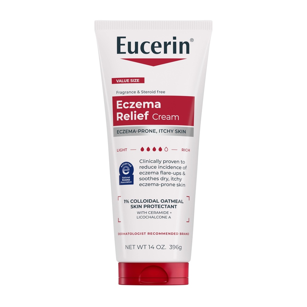 Crema per il corpo di Eczema di Eucerin, Crema di Eczema con Oatmeal di Colloidale, Ceramide-3 e Estratto di radice di liquirizia, tubo da 14 Oz