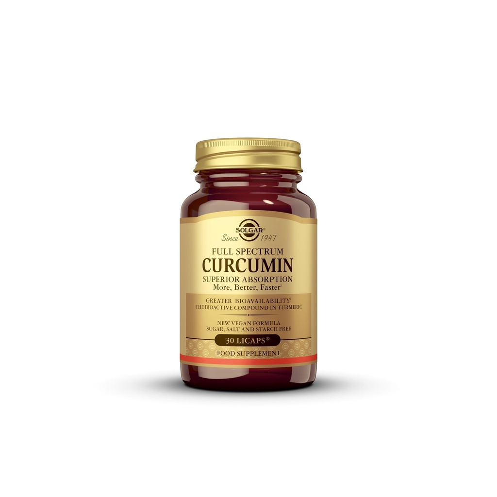 Solgar Full Spectrum Curcumin Liquid Extract Softgels - 30 Count - Assorbimento Più veloce - Cervello, Joint & Immune Health - Non OGM, Senza glutine, senza latticini, senza soia - 30 Serve