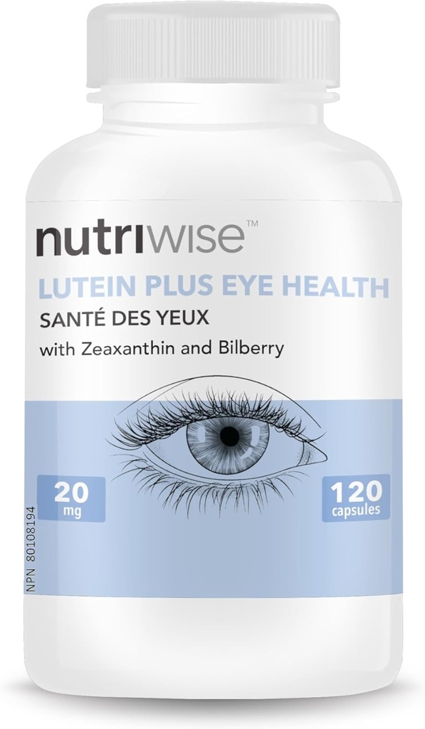 NutriWise Lutein Plus Antiossidante per la salute degli occhi (Bilberry Zeaxanthin Lutein)