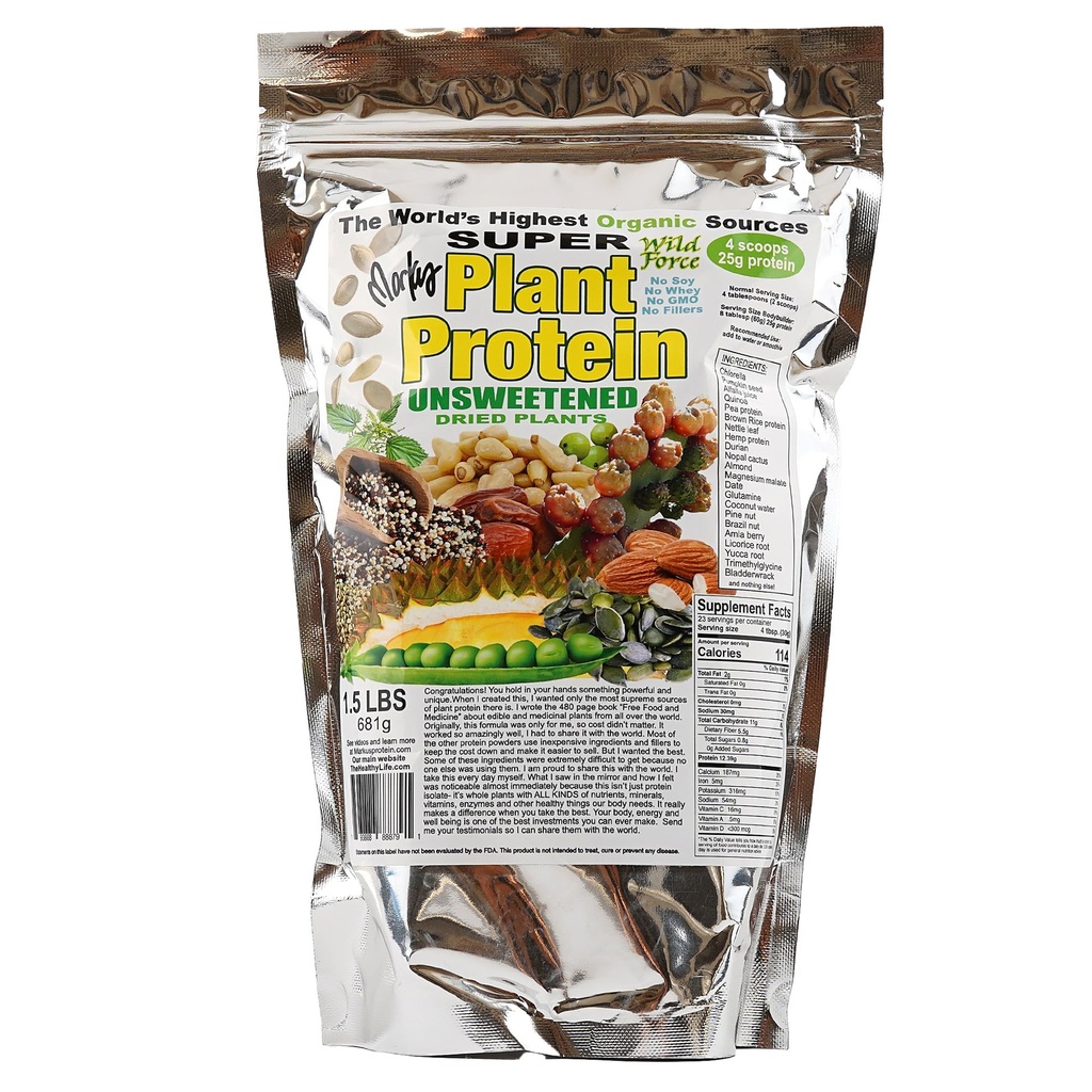 Super Plant Protein - Non zuccherato - Polvere proteica arricchita con pini esotici, Durian, & Prickly Pear Cactus - Digestivo-Friendly, Nutriente-Rich