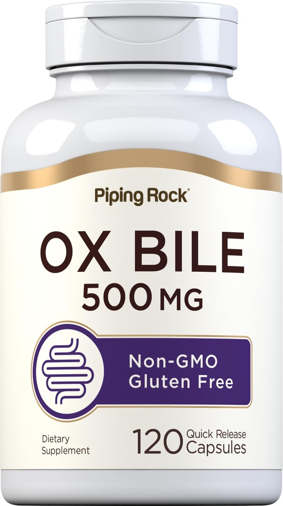 Piping Rock Ox Bile Supplemento 500mg | 120 capsule | Enzima digestivo | Non-GMO, Gluten Free