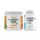 Latte d'oro biologico Teaveli Polvere con vitamina D3 & K2 e Pharma GABA Supplement Bundle