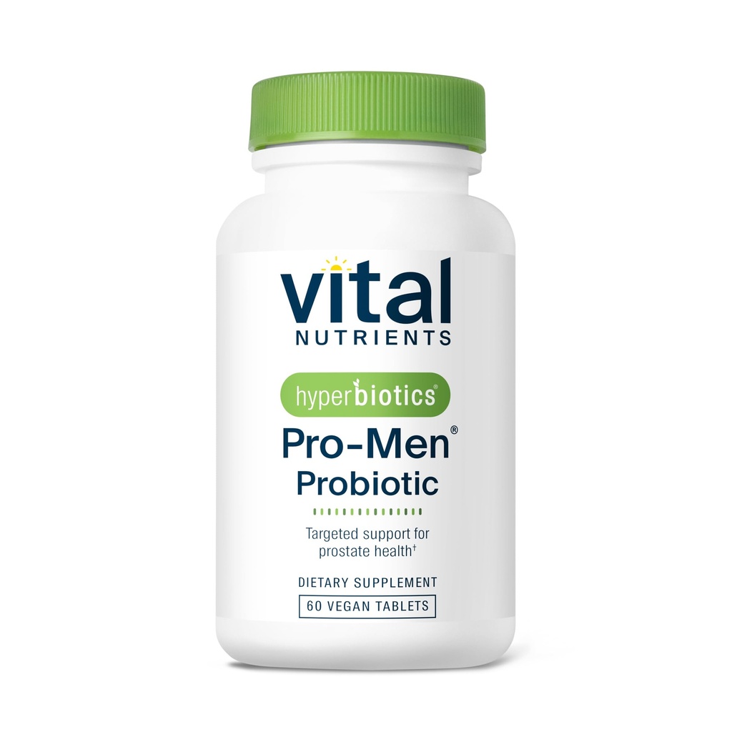 Iperbiotici Vital Nutrients Pro Men Probiotics | Probiotici Avanzati Vegani per Uomini | Studi clinici per la Salute Prostatica, Equilibrio Digestivo e Salute Gut* | Gluten, Latticini, Soy Free | 60 compresse
