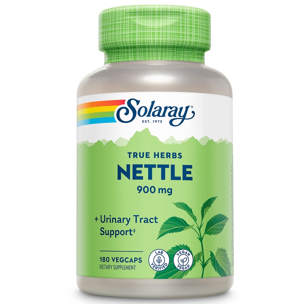 SOLARAY Nettle Leaf 450mg Healthy Kidney, Urinary & Prostate Support Uso tradizionale per la risposta sana allergia e benessere respiratorio 180 CT